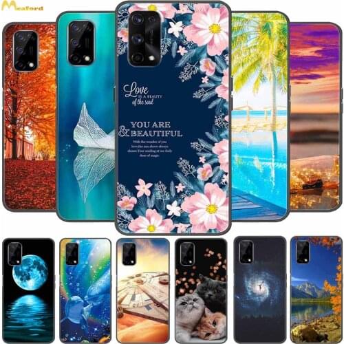 For Realme Narzo 30 Pro 5G Case Flower Silicone Soft Back Cover For OPPO Realme Narzo 30 5G Phone Case Narzo30 TPU Black Bumper
