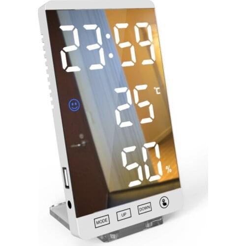 Electronic Alarm Clock Clocks Touch Control Acrylic LED Mirror Time Display Practical Indoor Equipment USB Output Port