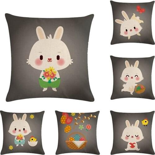 Animal Cushion Cover Rabbit Printing Bed Car Hotel Linen Cotton Home Decor Sofa Vintage Modern Pillow Custom Pillow Case ZY531