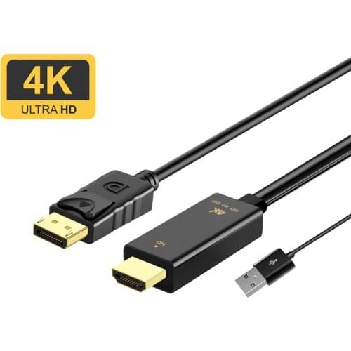 4K 60Hz HDMI to DP Converter Cable with USB Powered HDMI to Displayport Adapter HDMI 2.0b Display Port Cord for Apple TV PS4 pro