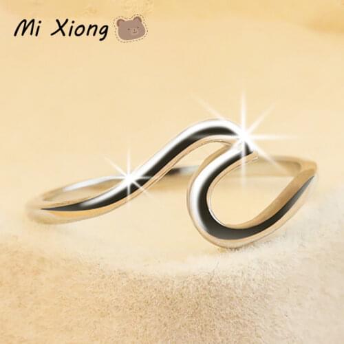 Mi Xiong s925 sterling silver exquisite wave ring elegant fresh charm unique ladies anniversary prom gift brand jewelry