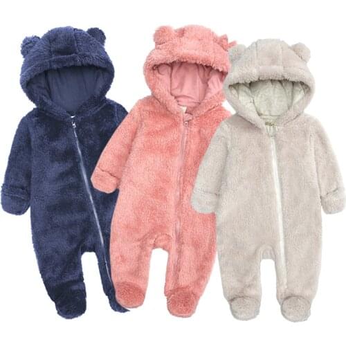 Infant Baby Girls Boys Bodysuits Thick Warmth Flannel Long Sleeve Jumpsuit Overall Winter Newborn Baby Boys Girls Clothes