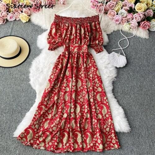 Maxi Dresses for Women Korean Style Chiffon Floral High Waist Retro Sexy Y2k Dress High Quality Clothing Women Vestido De Mujer
