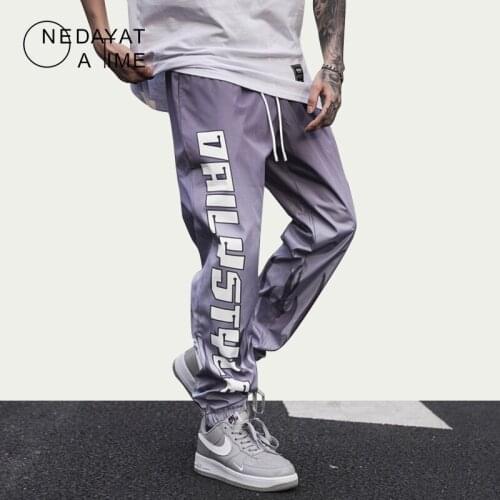 Fashion Letter Flame Gradient Joggers Track Pants Men Streetwear Harajuku Loose Pants Drawstring Oversize Trousers Sweatpants