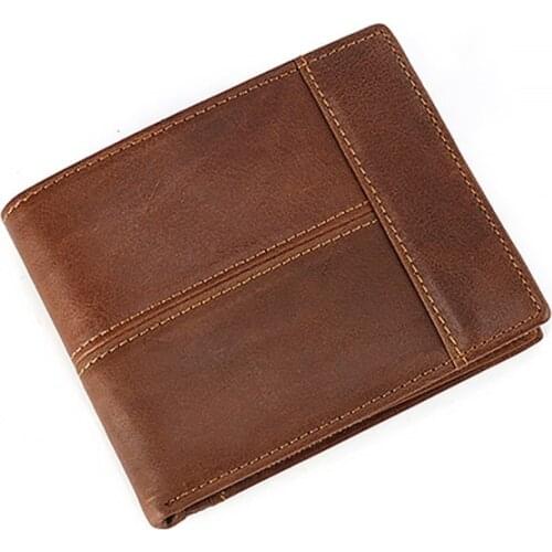 Mens Wallet Leather Genuine Retro Excellent Quality Gift Male Leather Wallet Pocket Money Bag