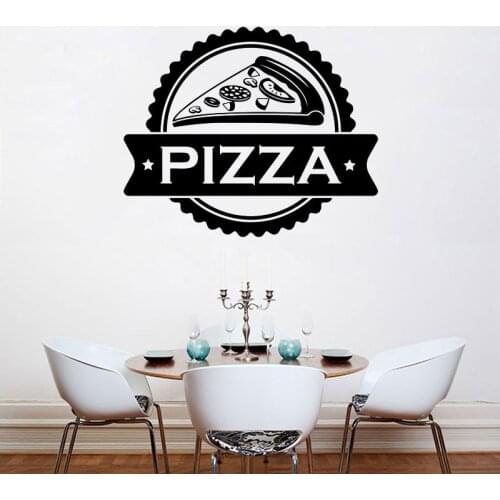 Pizza Logo Wall Decal Delicious Food Fridge Vinyl Stickers Pizzeria Kitchen Restaurant Interior Decor Window Art Wallpaper E635