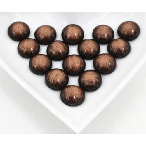 New Fashion 40pcs 12mm Brown Colors Stylish Brushed Style Flat back Resin Cabochons Cameo-V5-07