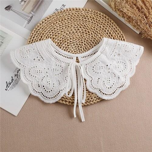 Solid Color White Lace Fake Collar Shawl Wrap False Collars Female Necklace Small Scarf Shawl 2021 Detachable Collars Decor