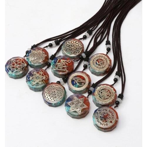 Orgone Pendant Necklace Metatron Cube Orgonite Energy Pendant 7 Chakras Reiki Healing EMF Protection Crystal Necklace