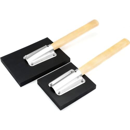 Rubber Tapping Block with Long Wood Handle, Flooring Installation Push Block Pad for Wood Floors, Floor Tiles, Ceramic Tiles