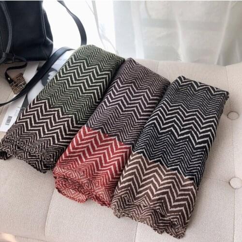 2020 New Zigzag Print Scarves Shawls Long Cotton Soft Trendy Scarf Wrap Hijab Muffler 3 Color Free Shipping