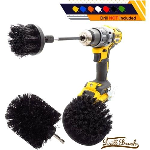1 Set/4 PCS Black Electric Drill Brush Kit Plastic Round Cleaning Brush For Carpet Glass Car Tires Nylon Brushes Scrubber Drill