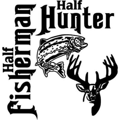 30cm Half Fisherman Hunter Fish Stickers Decals Vinyl Decor