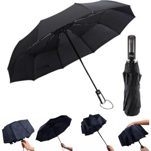 Wind Resistant Three Folding Automatic Umbrella Rain Women Auto Luxury Big Windproof Umbrellas Men Frame reverse Windproof 10K
