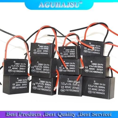 1pcs CBB61 starting capacitance AC Fan Capacitor 450V CBB Motor Run Capacitor 1UF 1.2UF 1.5UF 2UF 2.5UF 3UF 3.5UF 4UF