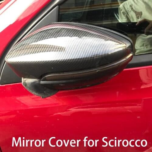 2pcs/set For VW Scirocco 2009 - 2018 Full Replacement carbon fiber look Car Side Mirror Cover carbon fiber look side caps