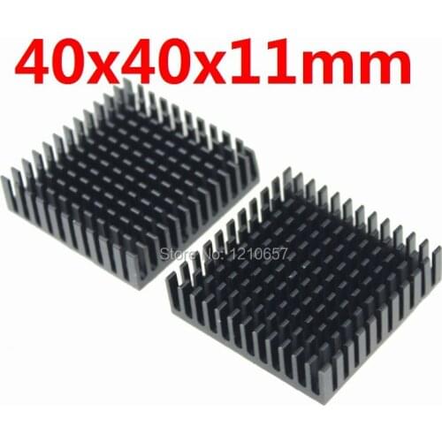 200pieces lot 40x40x11mm Thermal Adhesive Pad Black Extrude Aluminium Heat Sink Radiator