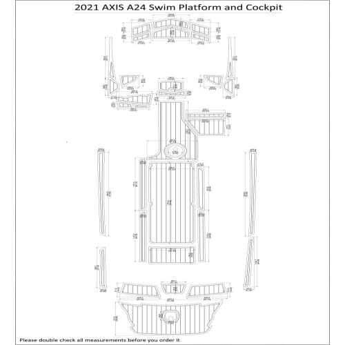 2021 AXIS A24 Swim Platform and Cockpit Pad Boat EVA Teak Decking 1/4" 6mm