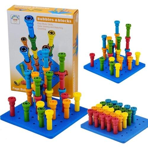 Hot 25PCS Nail Puller Training Toy Peg Board Set Montessori Therapy Fine Motor Toy for Toddlers Pegboard Toy for Children