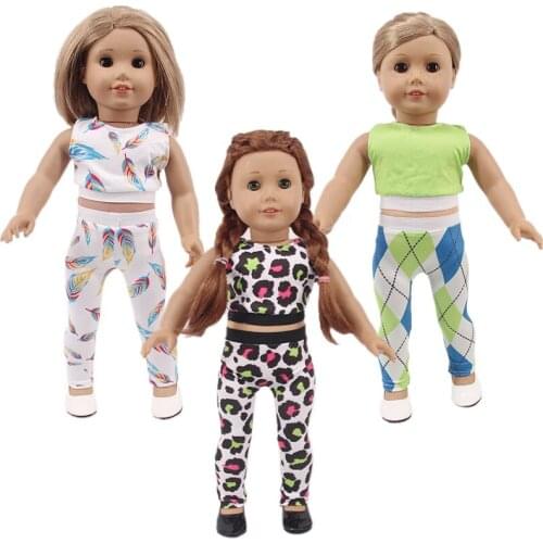 3Color Cute Cotten Sports Suit Sleeveless Vest Fit 18 Inch American 43cm Baby Doll Clothes Accessories,Kids Toys,Birthday Gift