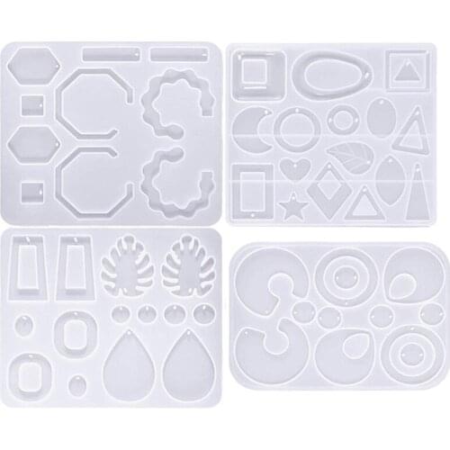 4 Pcs Earring Resin Molds Jewelry Casting Molds Epoxy Resin Molds DIY Craft Mould For Earrings, Resin Jewelry, Pendant