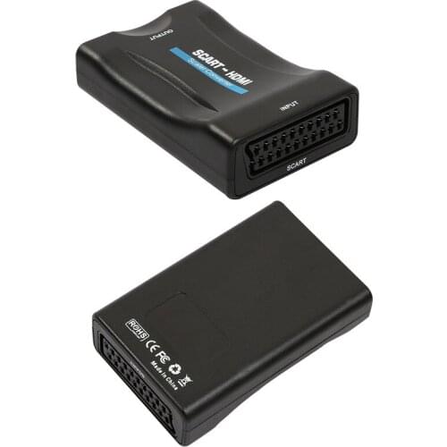 1080P SCART To HDMI-compatible Video Audio Upscale Converter Adapter for HD TV DVD for Sky Box STB Plug and Play DC Cable