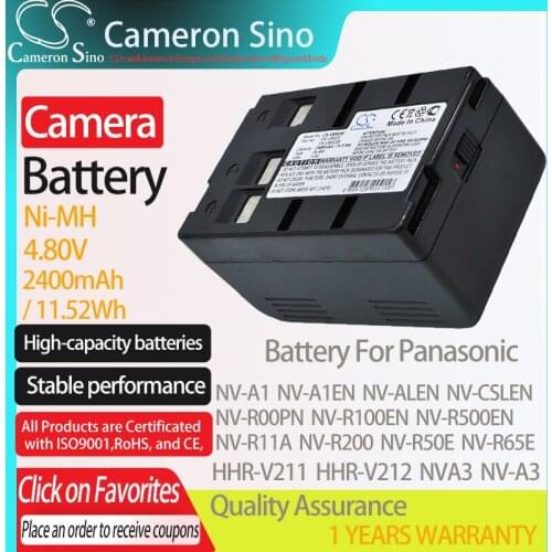 CameronSino Battery for Panasonic NV-A1 NV-A1EN NV-ALEN NV-CSLEN NV-R00PN NV-R500EN fits Panasonic HHR-V211 NV-A3 camera battery