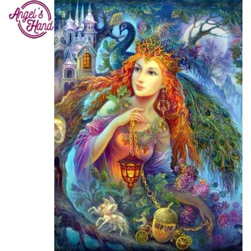 Diamond Embroidery Portrait 3D DIY Diamond Painting Cross Stitch Beauty Girl And Peacock Crystal Square Diamond Home Decorative