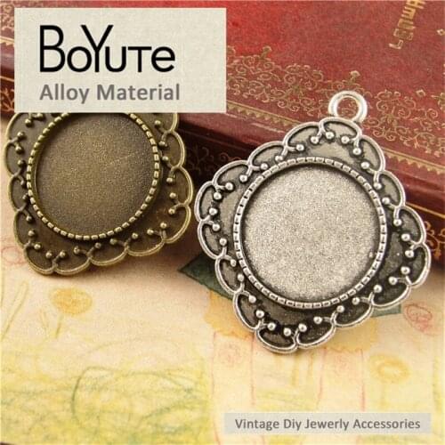 BoYuTe (30 Pieces/Lot) 20MM Cabochon Base Vintage Accessories Parts Antique Bronze Silver Plated Pendant Tray for Jewelry Making