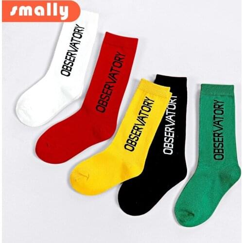 Kids Boys Girls Letter Mid Knee Sock Spring Autumn Winter Candy Color Children Socks