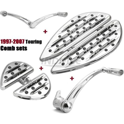 For harley Chormed Deep edge cut driver passenger floorboards Rear brake toe heel shifter levers Touring FLTR FLHT 1997-2007 Str