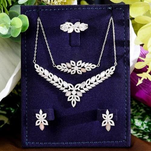 GODKI Natural Peacock Stone 4PCS Bracelet Ring Necklace Earring Set For Women Wedding Party Cubic Zircon CZ Dubai Bridal Jewelry