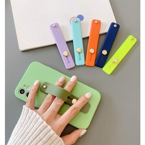 Hot Plain Color Wrist Band Hand Band Finger Grip Holder Stand Push Pull Universal Phone Socket Holder for Mobile Phone