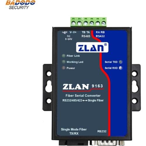 2pcs/lot Industrial 20km optic modem switch TCP Server single mode ZLAN9163 RS485 RS232 RS422 to fiber converter