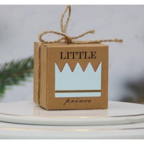 10pcs Cute Princess Prince Kraft Candy Dragee Gift Box Gender Reveal Baby Shower Boy Girl 1st First Birthday Party Decor Favor