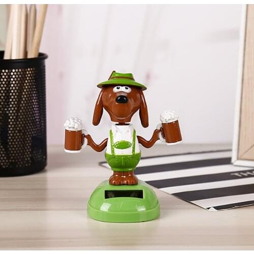 Cute Car Ornaments Car Dashboard Decoration Home Solar Toys For Children Gifts Waving Puppy French Bulldog Swinging Bobble Dolls