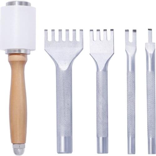LMDZ Leather Spacing 1/2/4/6 Prongs Hole Punch Tool with Hammer Tools Kit for Leather Working Kit Leather Sewing Accessories