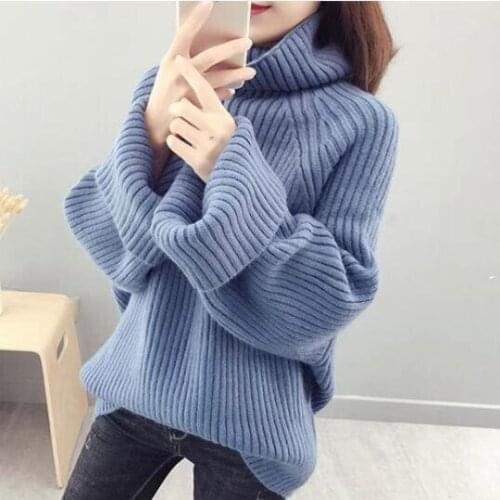 Turtleneck solid color pregnancy sweater with 2021winterwarm loose oversized knittedsweater sweater women pregnantsoft sweater