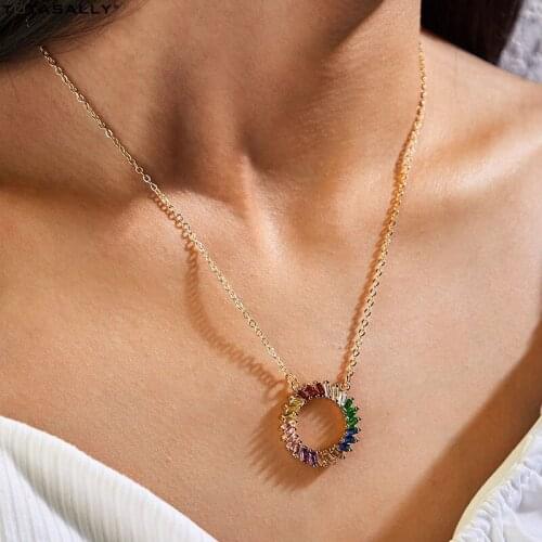 TOTASALLY New Women Necklaces Sparkling Stone Short Necklaces Boho Circle Heart Pendant & Necklace Lady Jewelry Gifts Dropship