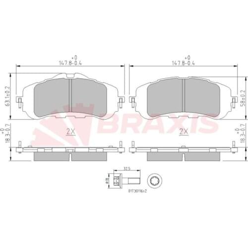 BRAKE BALATASI FRONT 308 13 DISC DIAMETRE 283 × 26 1610428780