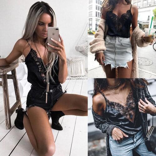 Sexy Women Summer Lace Vest Top Sleeveless Blouse Casual Tank Tops Lace T-Shirt