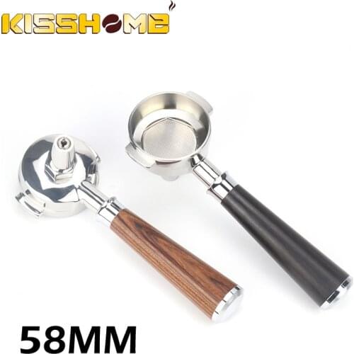 58mm Teapresso Bottomless Portafilter Tea Holder Single Spout Brewing Filter Solid Wood For Expobar/Rocket/E61 CoffeeAccessories