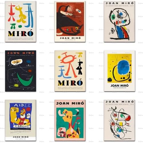 Joan Miro Exhibition Retro Poster,Minimalism Modern Living Room Decoration Wall Art Prints Home Decor Canvas Unique Gift