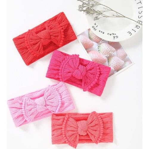15PC/lot Waffle Knit Knot Bow Nylon Headband,Classic Knot Bow Nylon Head wraps Wide nylon headband for Baby Girls hair accessory