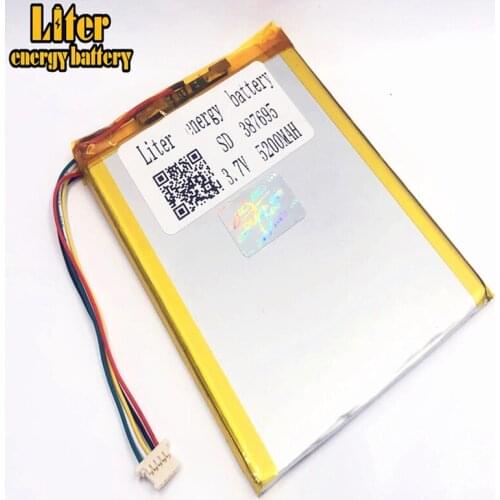 Plug 1.0-5P 3.7 V 387695 407595 5200mah Tablet PC lithium polymer li-ion rechargeable battery lipo battery