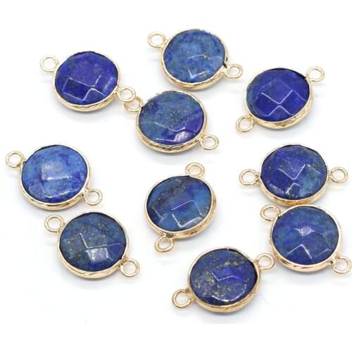 2pcs Natural Lapis Lazulis Pendant Connectors Irregural Connectors Pendant Charms for Making Jewelry Necklace Gift 15x24mm