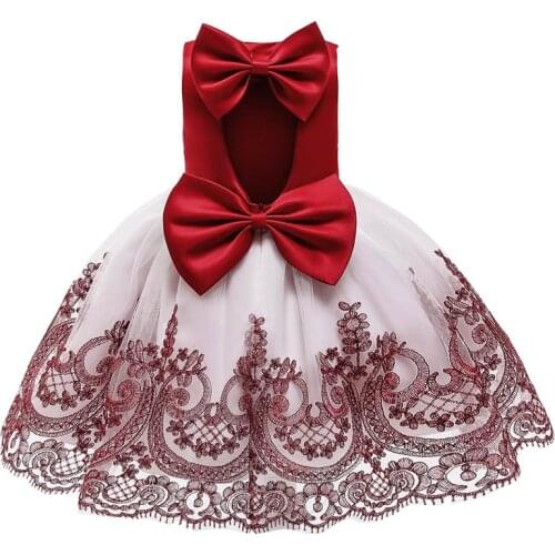 Christmas Dress For Girls Lace Bowknot Backless Tutu Princess Dress Kids Infant Baby Girls Birthday Party Dress Children Clothes