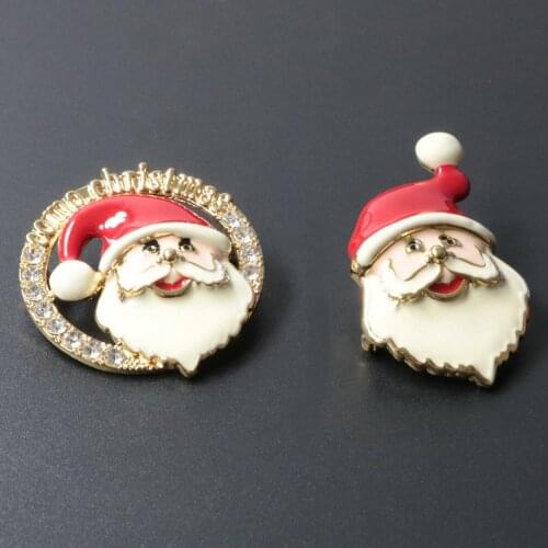 Santa Claus Rhinestone Crystal Brooches Women Trendy Exquisite Pins Gift Sweater Dress Accessories Christmas Jewelry