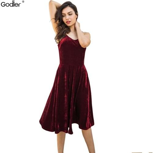 Godier Sexy Women Straps Velvet Backless Spring Party Maxi Nightclub Dress Sexy Dress Retro Dress Vstidos Dress
