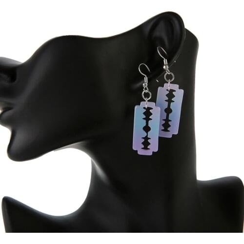 1Pair The Blade Earrings for Men Women Punk flatback resin Rock A Razor Blade Earrings Fashion Jewelry Gift